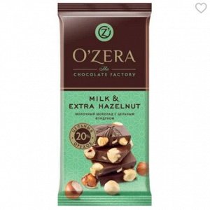 «OZera», шоколад молочный с цельным фундуком Milk & Extra Hazelnut, 90 г