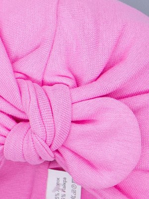 Чалма-тюрбан трикотажная для девочки с бантом на завязках, розовый