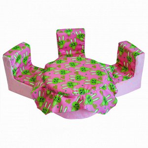 Мебель мягк. Стол,3 стула "Кролики розовые" с розовым плюшем НМ-004-31