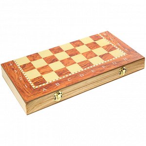 Шахматы "3 в 1" шахматы/шашки/нарды: доска деревянная 34х33,5х1,8см, фигуры деревянные, в коробке (Китай)
