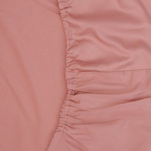 Простыня на резинке из сатина темно-розового цвета из коллекции Essential, 160х200х30 см