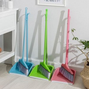 Щётка для пола Доляна, совок 25x26 см, щётка 23 см, металлическая ручка 78 см, МИКС