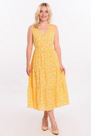 Платье штапель 5944/08/Желтый, белый