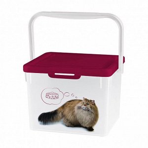 КОНТЕЙНЕР ДЛЯ КОРМА С ДЕКОРОМ LUCKY PET 5.3Л КОШКИ (Бордовый) (уцененный товар)