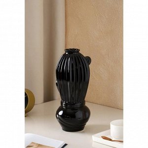 Ваза керамика настольная "Кактус", чёрная, 31 см