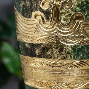 Ваза керамическая "Валенсия", настольная, под малахит, зелёная, 37 см, микс