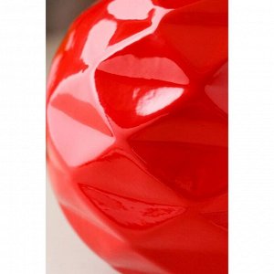 Ваза керамическая "Шар оригами", настольная, глянец, красная, 16 см