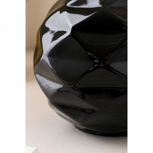 Ваза керамическая "Шар оригами", настольная, глянец, чёрная, 16 см