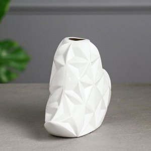 Ваза керамическая "Сердце кристалл", настольная, белая, 16 см