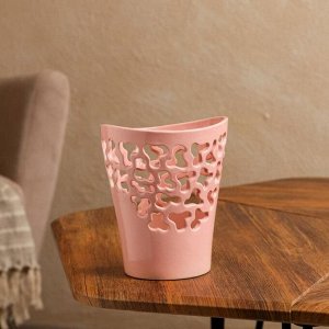 Кашпо "Орхидейница", розовая, сквозная резка, керамика, 17 см