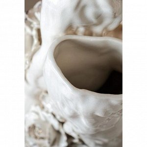 Ваза керамика настольная "Элен", белая лепка, 35 см