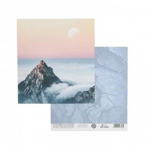 Бумага для скрапбукинга «Горы в тумане», 15.5 ? 17 см, 180 г/м