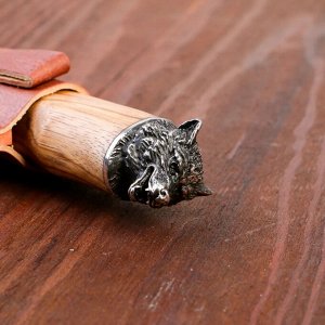 Нож охотничий "Торунн", рукоять дерево, в виде головы волка, лезвие 11 см