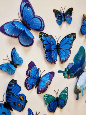 Наклейка «3D Бабочки», синие 12 штук (2494)