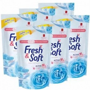 LION "Essence Fresh & Soft" кондиционер для белья Blue Fresh Morning Kiss 500мл (мягкая упаковка)
