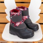 Сноубутсы Nordman Joy из ЭВА на липучке серо-розовые c серой подошвой