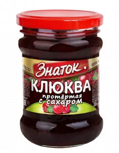 Ягода протертая с сахаром ЗНАТОК Клюква 280г ст/б (0999) 1/12