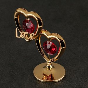 Сувенир «Сердца" мини, с красным кристаллом