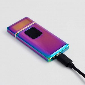 Зажигалка электронная "Люкс", USB, спираль, 7 х 3.5 х 0.5 см, хамелеон