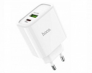 СЗУ-1USB + USB Type-C Hoco C57A, PD, QC3.0, белый