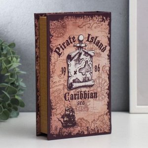 Сейф-книга дерево кожзам "Пиратский остров. Карибское море" 21х13х5 см