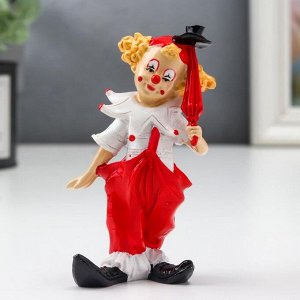 Сувенир полистоун "Клоун-фокусник в цилиндре с зонтом" бело-красный 10,7х4,2х7,2 см