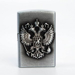Зажигалкаазовая  "Герб России", 3.5 х 5.5 х1.2 см, серебро