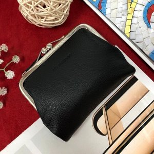 Женский дизайнерский кошелёк Lasfero класса люкс из натуральной кожи чёрного цвета.