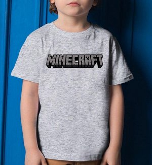 Детская футболка для девочки с логотипом майнкрафт, цвет серый меланж
