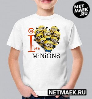 Детская футболка i love minions / модель детская / размер 5xs (2-4 года) рост 098 - 104