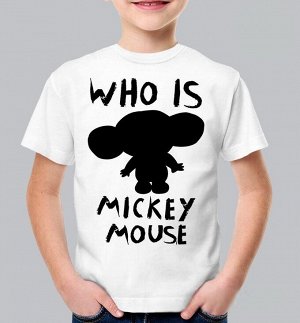 Детская футболка с надписью who is mickey mouse, цвет белый