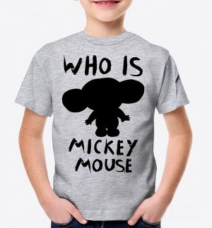 Детская футболка с надписью who is mickey mouse, цвет серый меланж