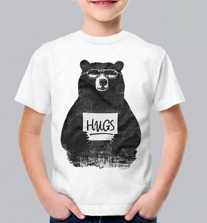 Детская футболка с надписью hugs, цвет белый