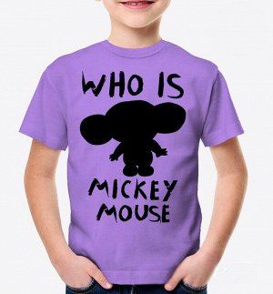 Детская футболка с надписью who is mickey mouse, цвет сирень