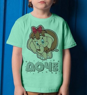 Детская футболка с надписью дочка мамонтенок, цвет ментол