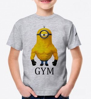 Детская футболка gym миньон, цвет серый меланж