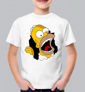 Детская футболка с гомером simpsons, цвет белый