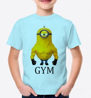 Детская футболка gym миньон, цвет голубой