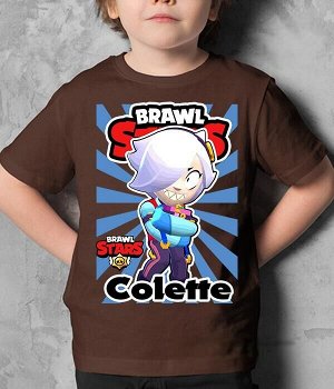 Детская футболка колетт brawl stars (браво старс) лого, цвет коричневый