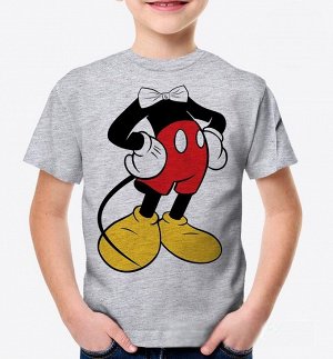 Детская футболка с микки тело, цвет серый меланж