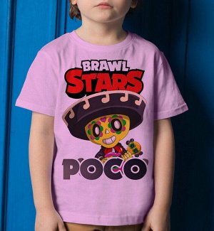 Детская футболка для девочки brawl stars поко, цвет розовый