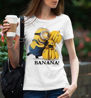Женская футболка банана с миньоном, цвет белый