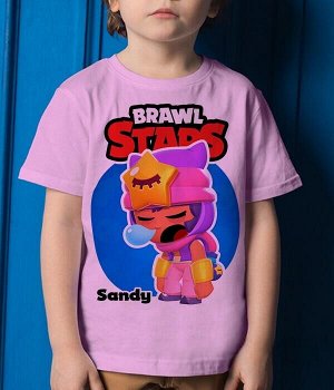 Детская футболка для девочки сэнди brawl stars (браво старс), цвет розовый