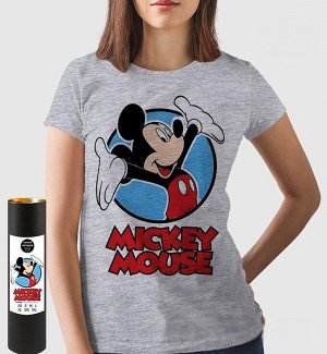 Женская футболка mickey mouse, цвет серый меланж