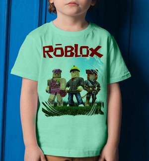 Детская футболка для девочки с героями роблокс, цвет ментол