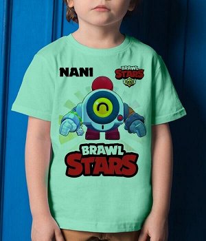 Детская футболка для девочки нани brawl stars (браво старс), цвет ментол