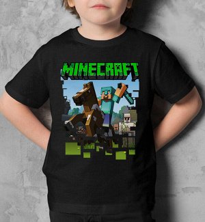 Детская футболка для девочки с героями minecraft on a horse, цвет черный