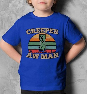 Детская футболка для девочки minecraft creeper aw man, цвет синий
