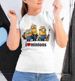 Женская футболка i love minions (new), цвет белый