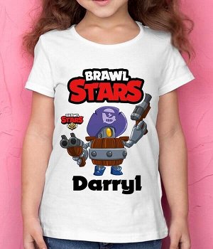 Детская футболка для девочки дэррил brawl stars (браво старс) new, цвет белый